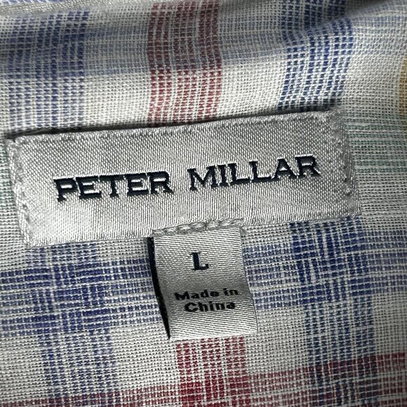 Peter Millar Shirt Mens Large Multi Plaid Linen Button Down Long Sleeve Casual - Picture 4 of 15